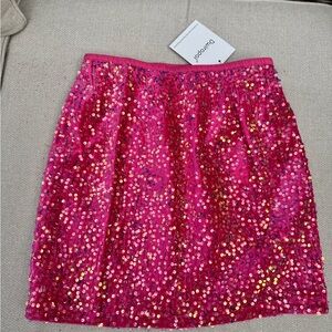Hot Pink Sequin Mini Skirt | NWT | Size Small | Festival - Barbiecore
